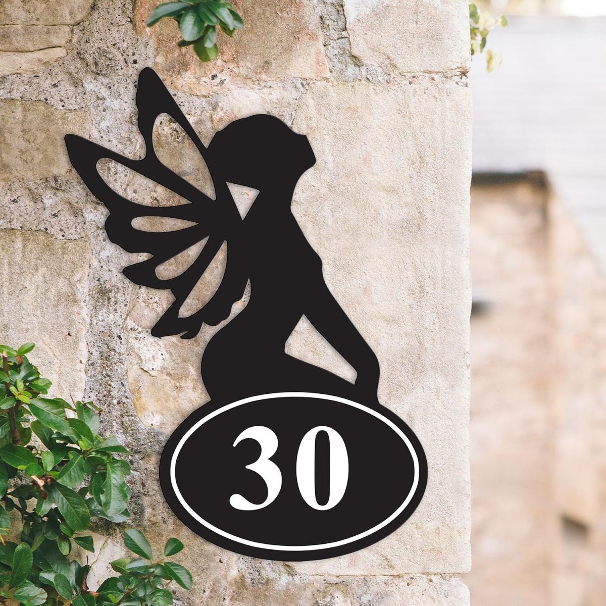 Bespoke Fairy Iron House Number Sign in Situ