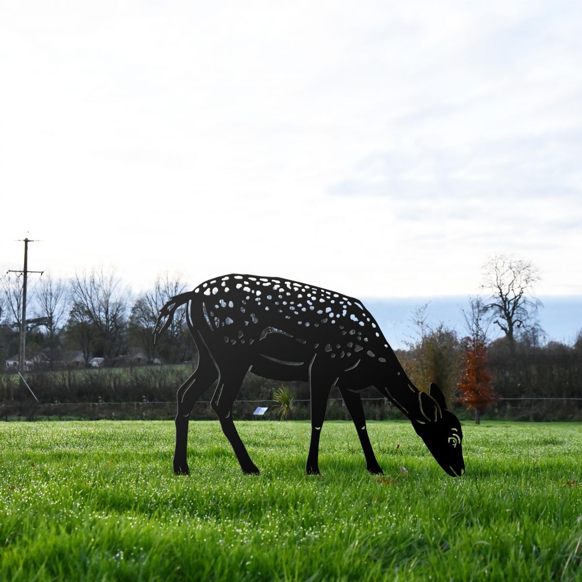 Black Fallow Fawn Garden Sculpture in Situ 