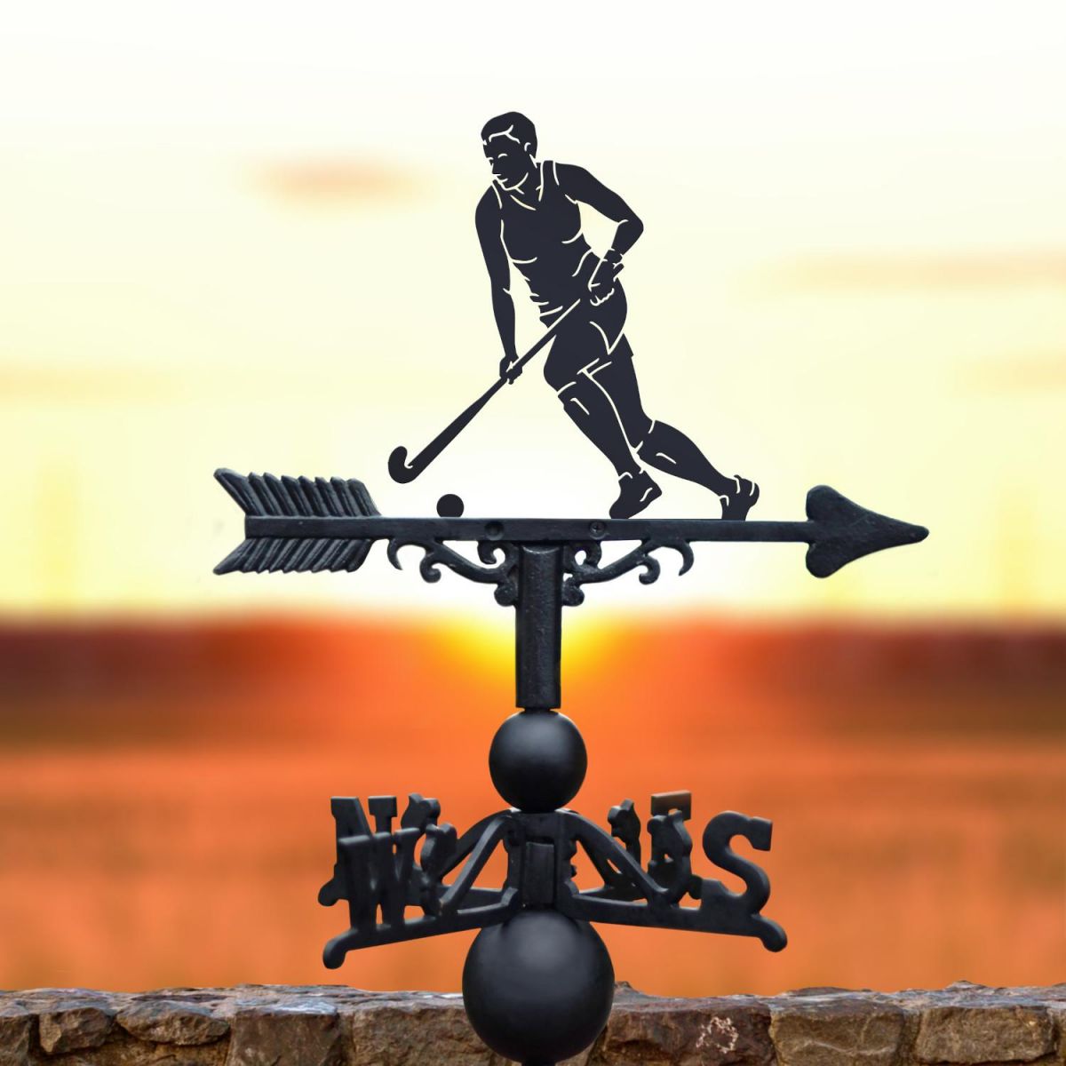 Female Field Hockey Player Weathervane in Situ