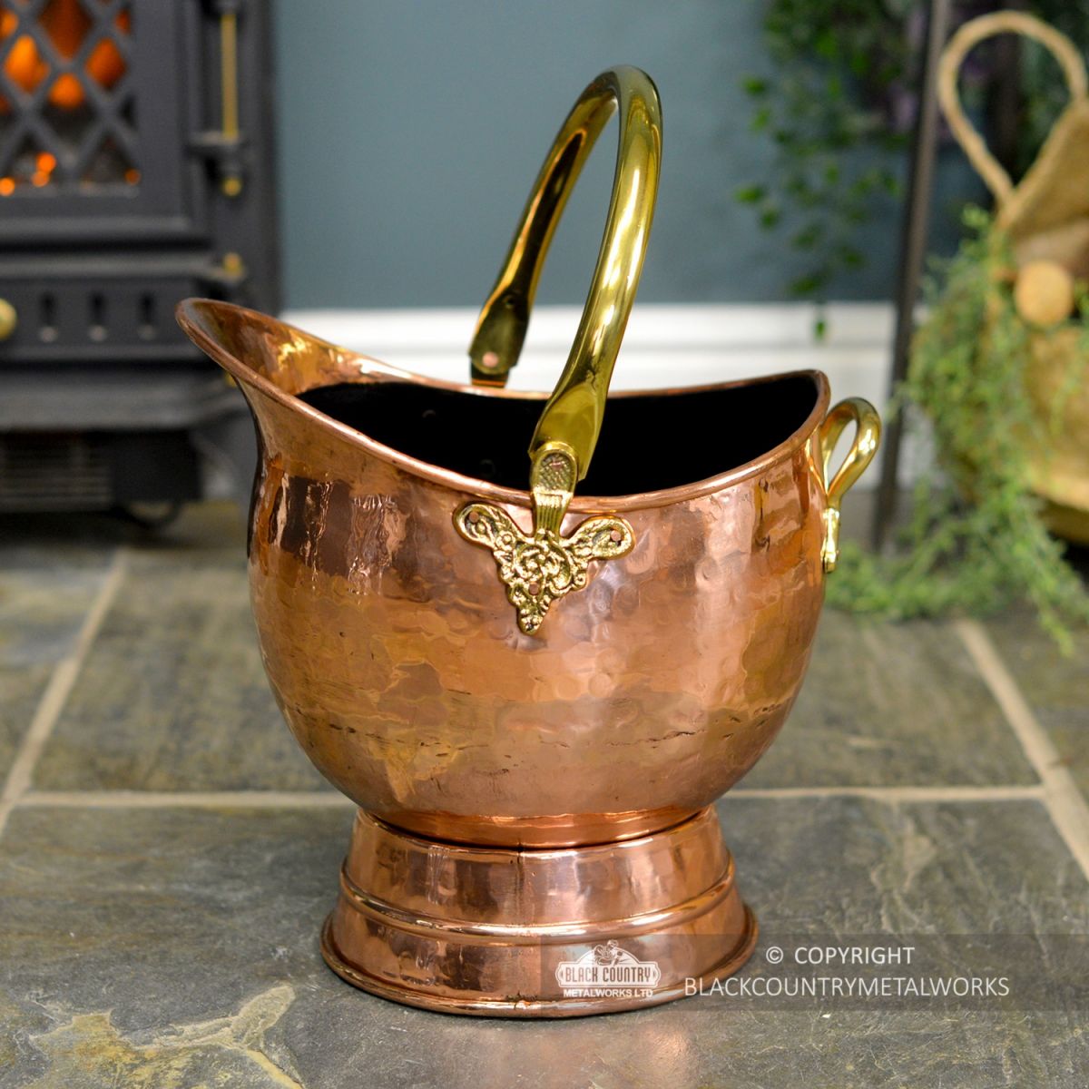 Side View of the Copper Coal Bucket