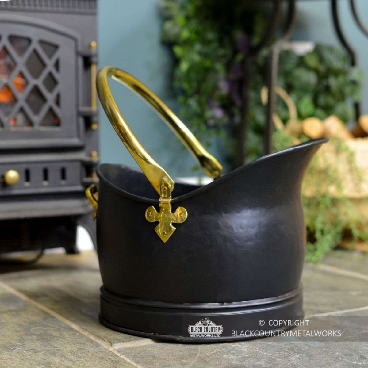 Traditional Coal Bucket Finished in Black & Polished Brass