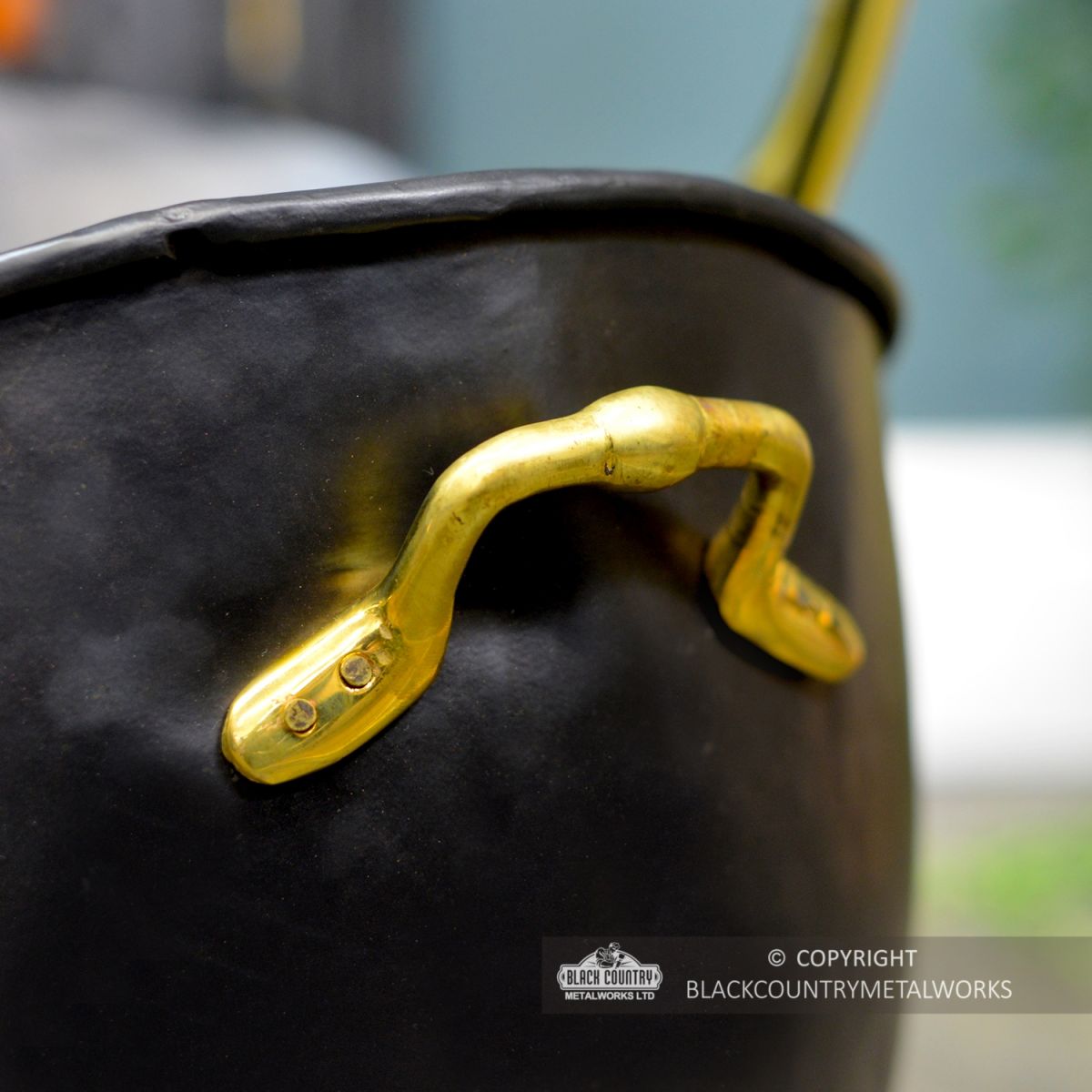 Polished Brass Carry Handle on the Back of the Coal Bucket