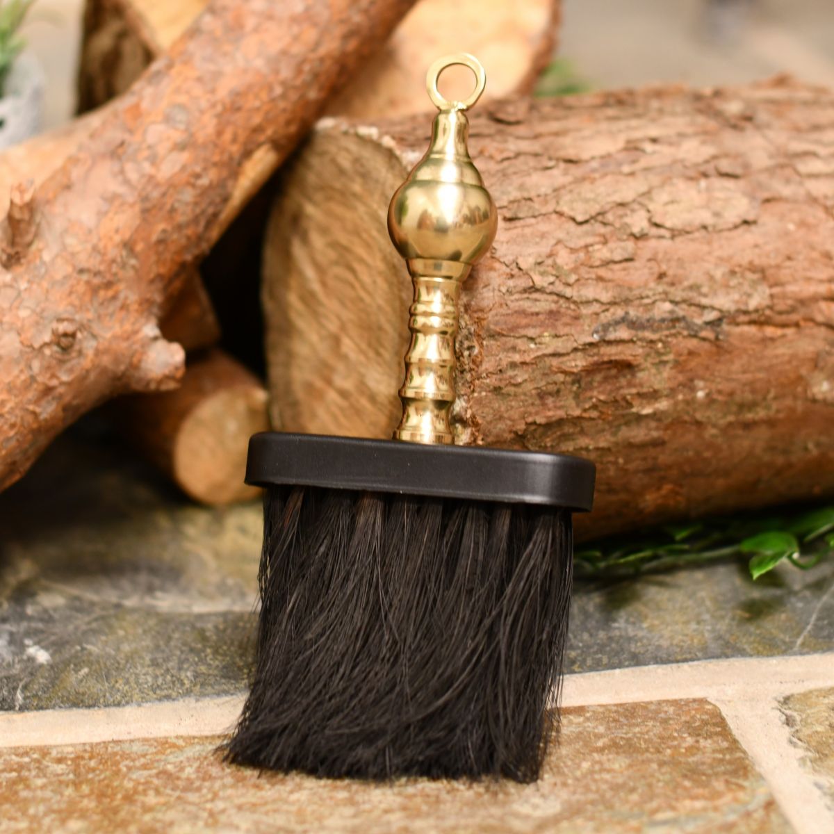 Black & Brass fireplace cleaning brush