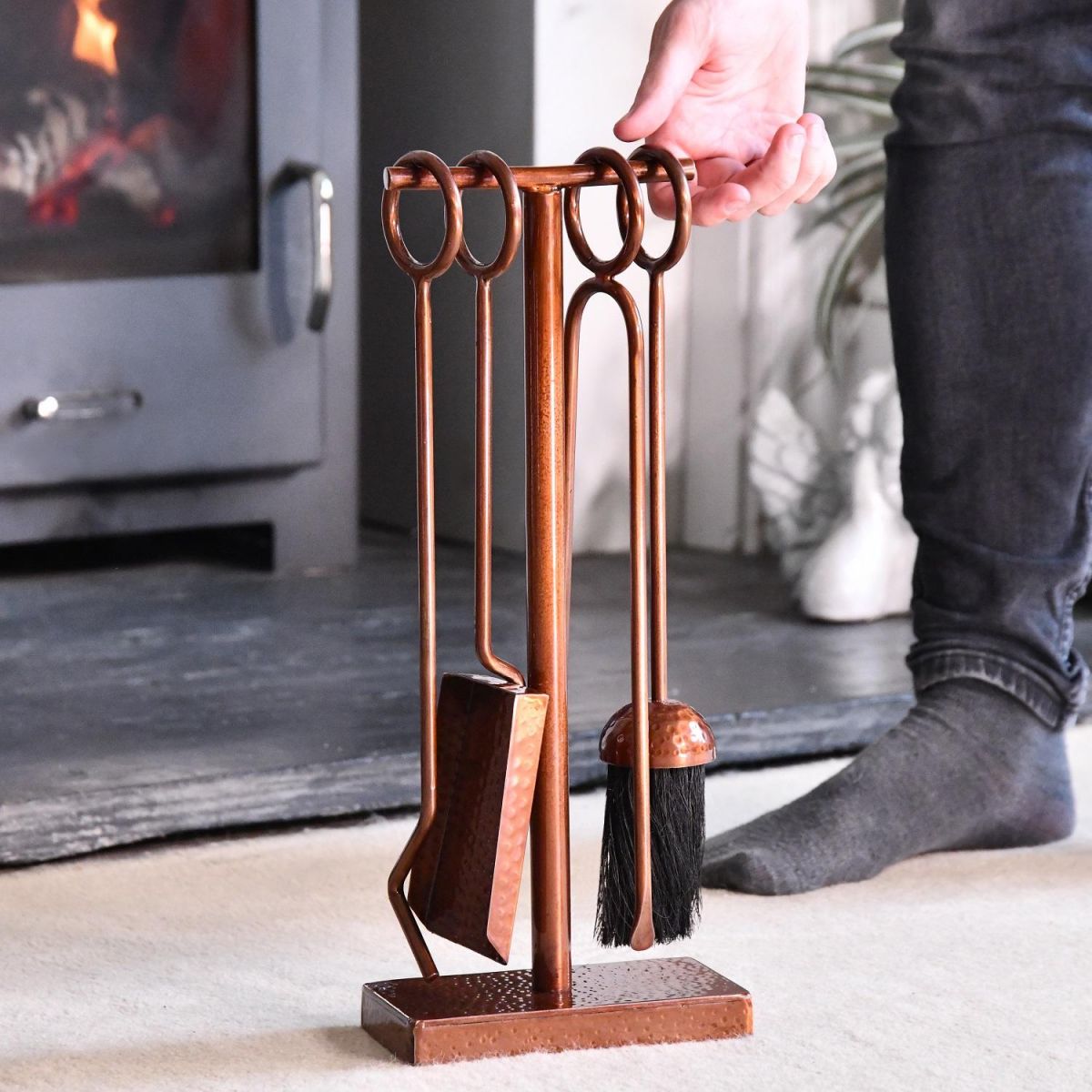 Midleton Hammered Antique Copper Companion Set in Situ