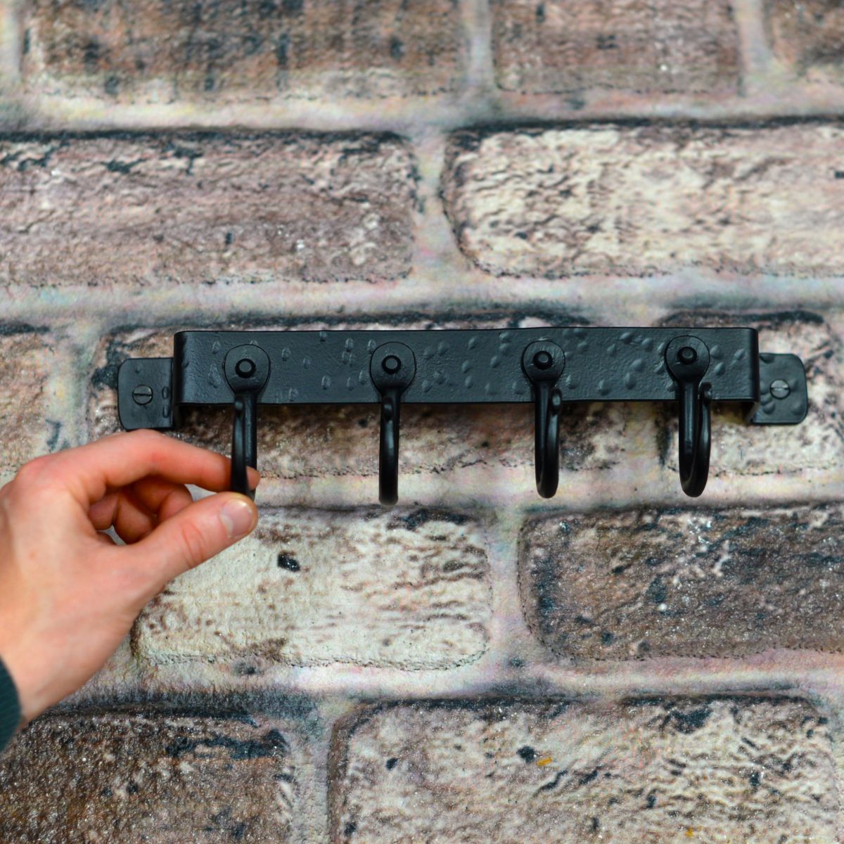4 Hook "Blacksmith Style" Wall Mounted Fireside Tool Rack to Scale