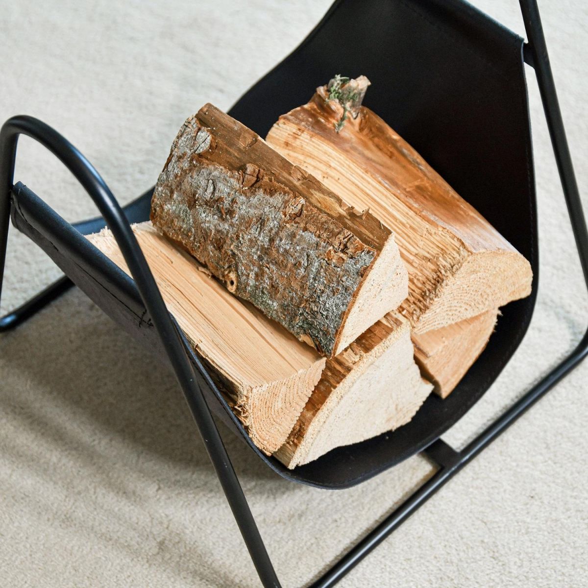 Birdseye view of Black Log Holder 