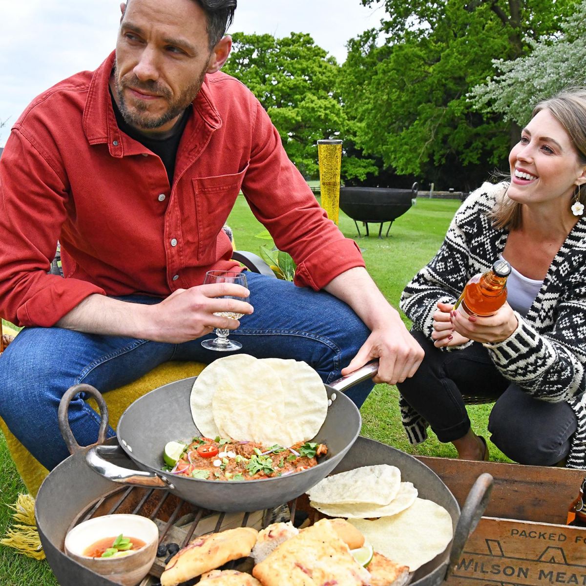 Seving Food out of the Traditional 50cm Iron Kadai Fire Bowl