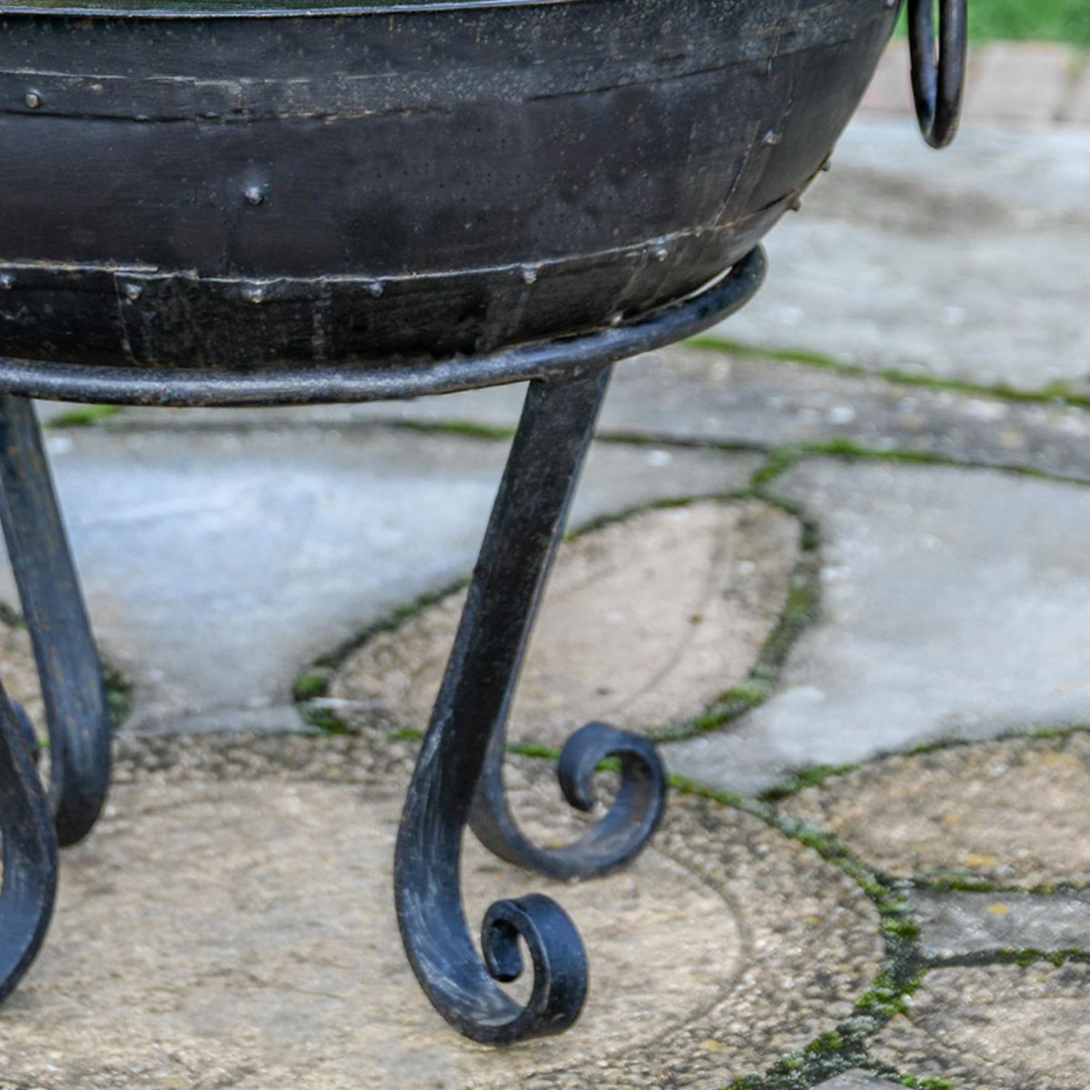 Close up of Iron Kadai Bowl & Stand 