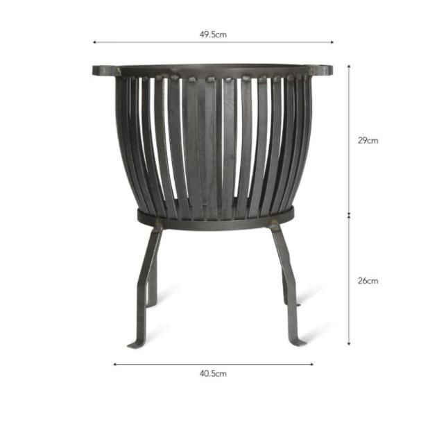 Steel Fire Basket & Four-Legged Stand - 50cm Measurements