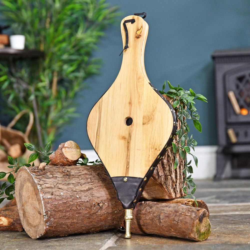 Light Natural Wood Fireplace Bellows