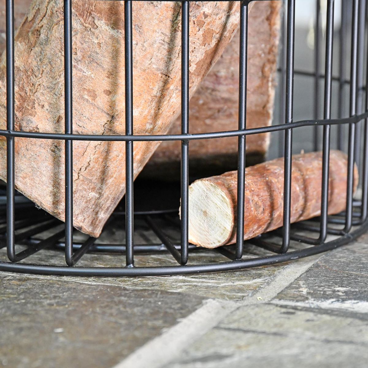 Black Wirework Fireside Log Basket