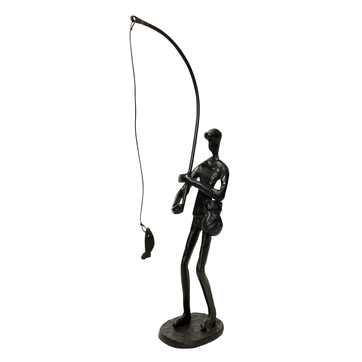 "Fishing" Indoor Ornament in a Black Finish