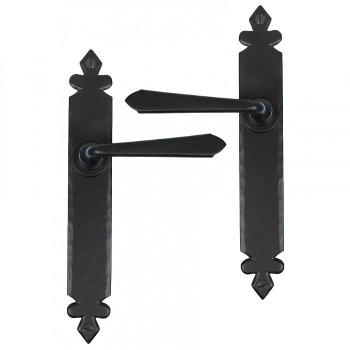 Fitzgerald Black Tudor Sprung Lever Latch Set Sold In a Pair