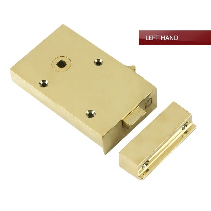 Left-Handed Polished Brass Rim Lock