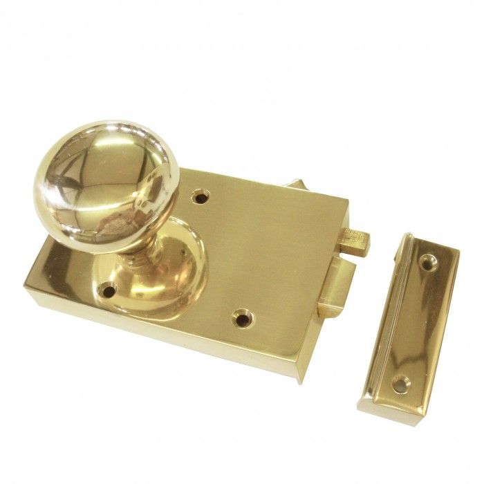 Polished Brass Rim Lock With Example Rim Knob