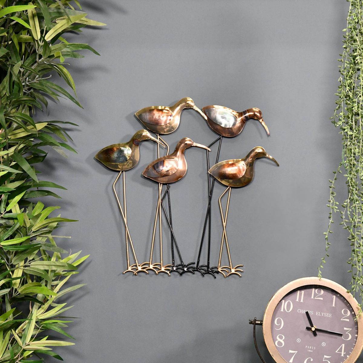 Five Wading Birds Wall Art in Situ n the Home