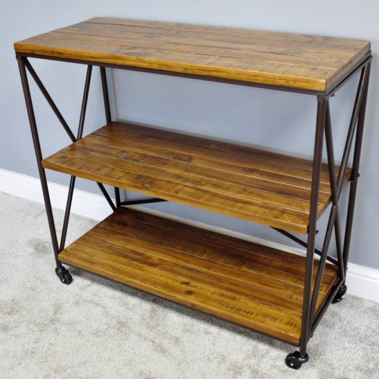 Three Tier Floor Standing Shelves in Situ in the Home