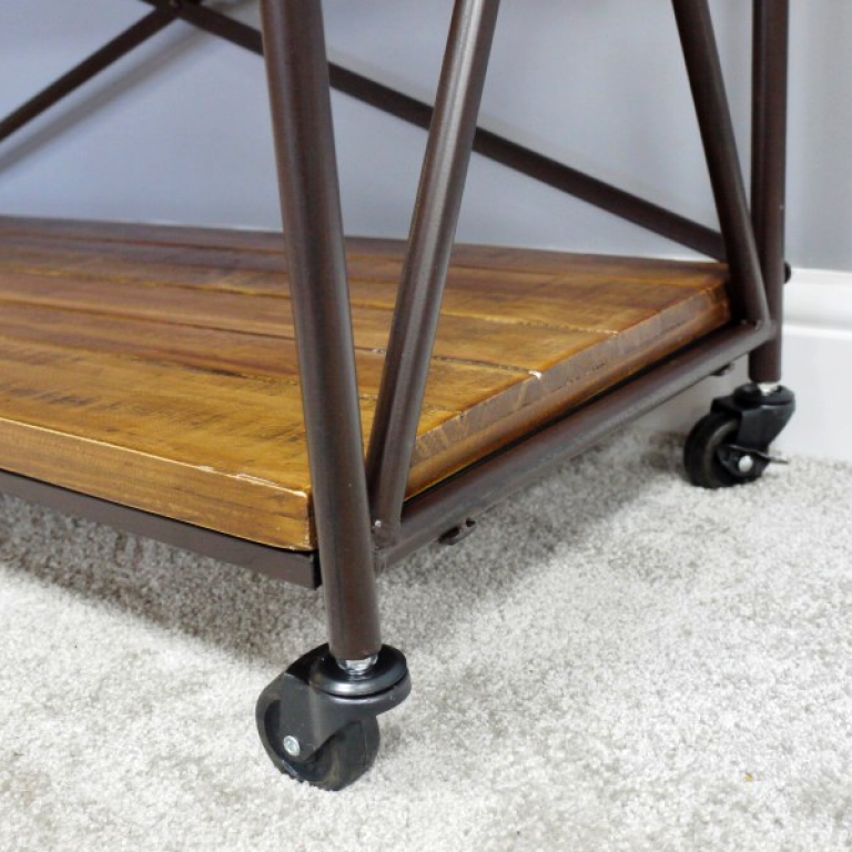 Close-up of the Wheels on the Bottom of the Shelving Unit 