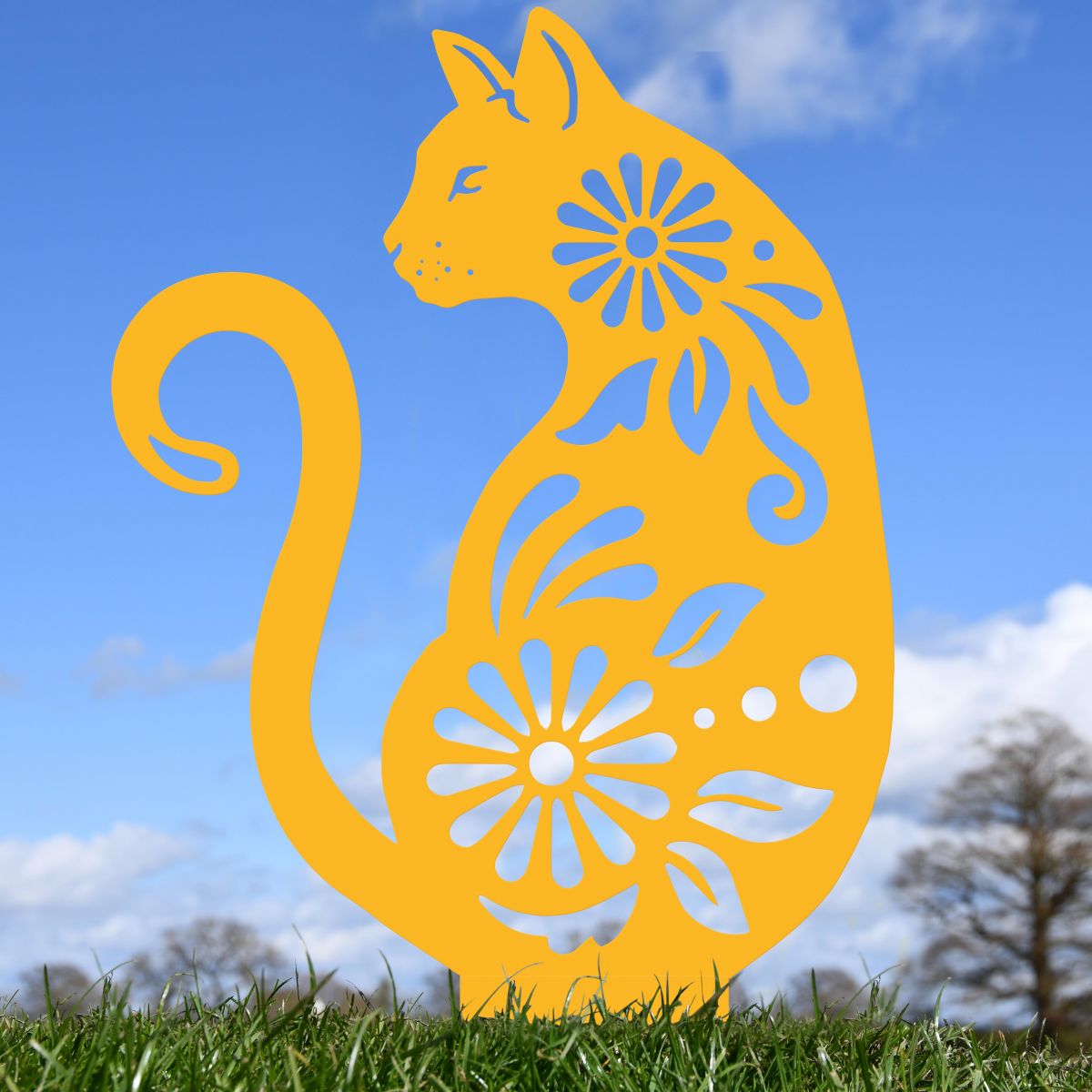 Floral Cat Silhouette in Situ