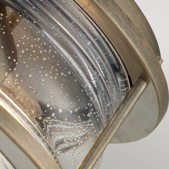 Folly Outdoor Flush Ceiling Light in Brushed Bronze Close Up Detail