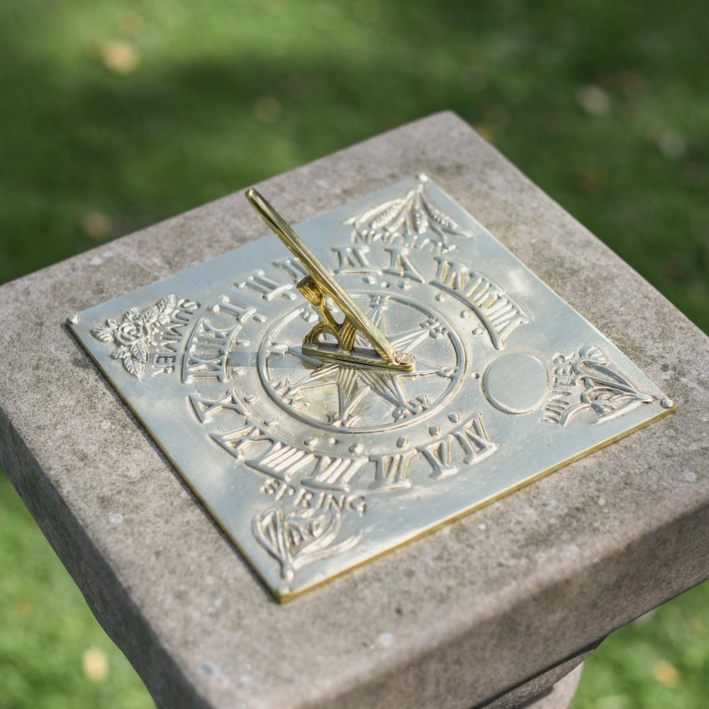 Polished Brass "Four Seasons" Sundial - 200mm 