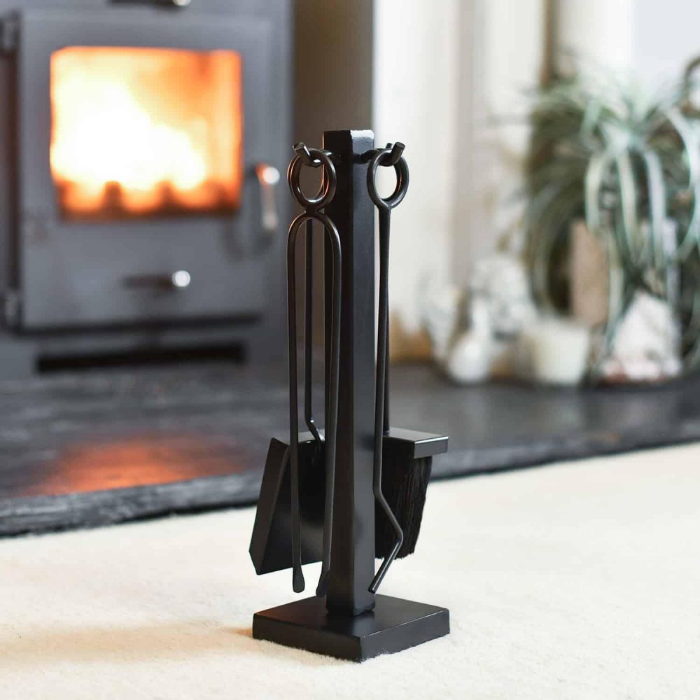 "Francisco" Black Contemporary Fireside Companion Set 40cm