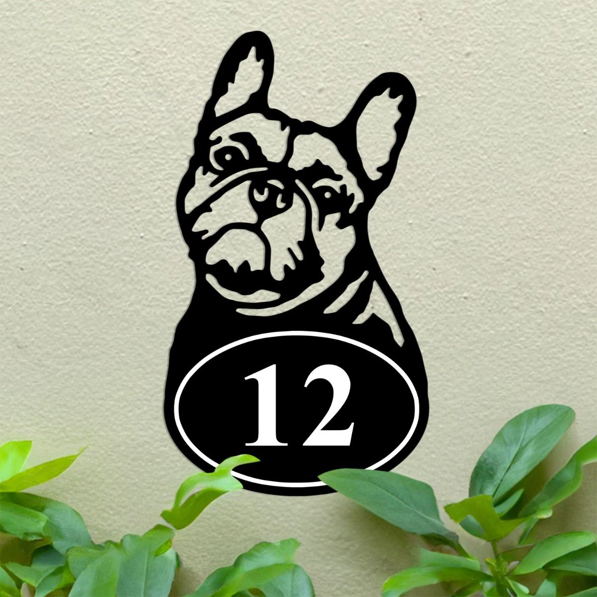 French Bulldog Iron House Number Sign