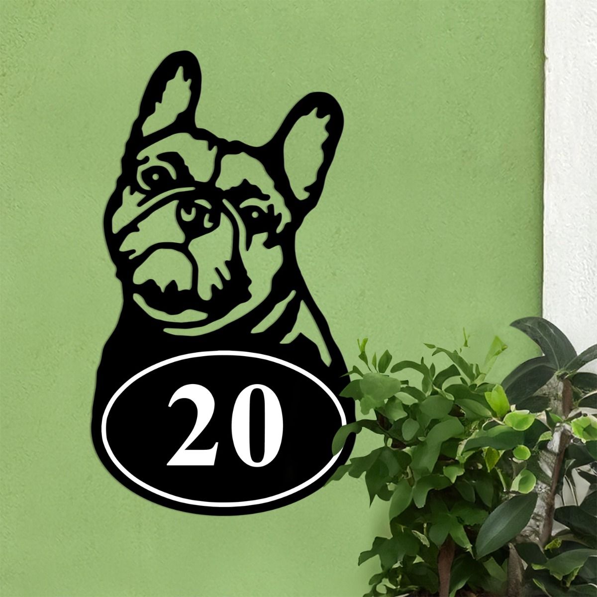 French Bulldog Iron House Number Sign