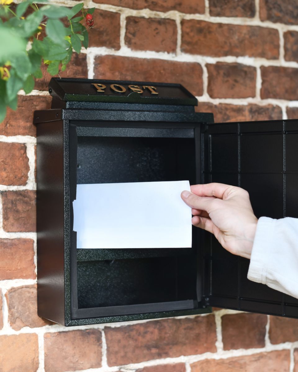Front Opening On The Black Oxford Wall Mounted Post Box