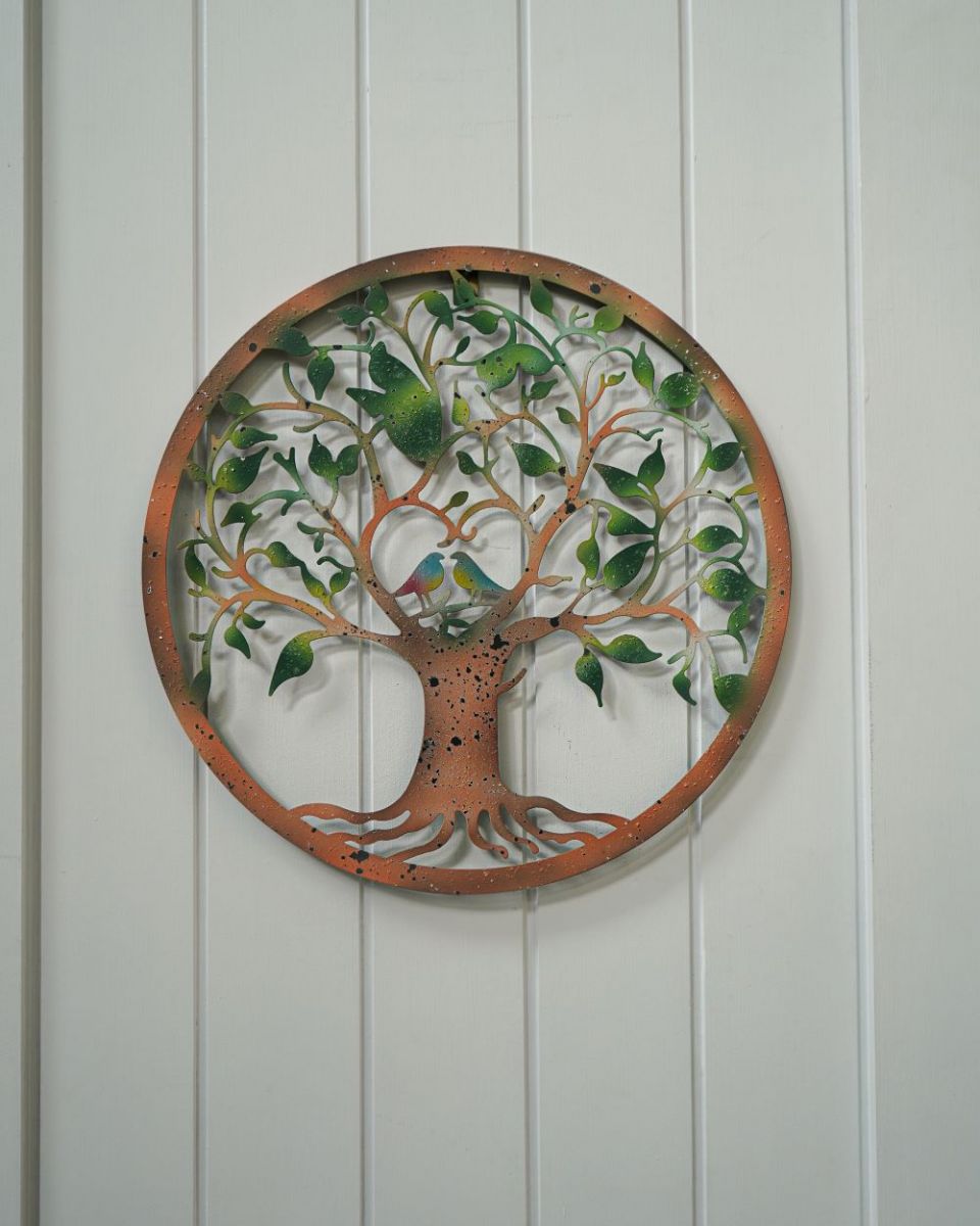Green and Rustic Love Birds Wall Art