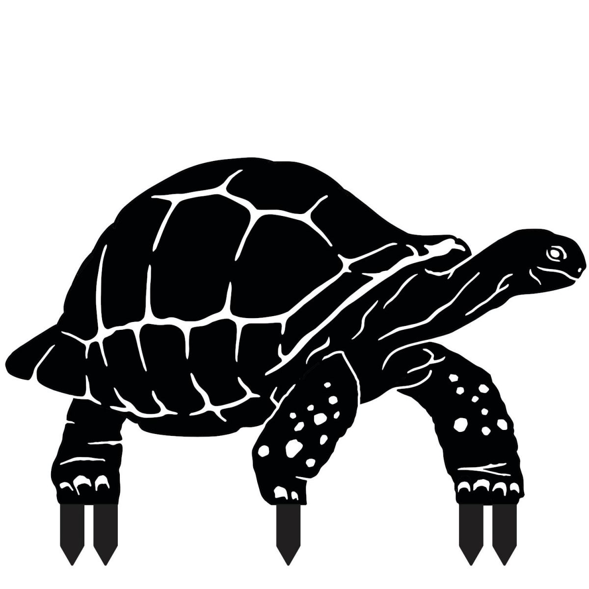 Galápagos Giant Tortoise Sheet Steel Silhouette in Black Finish with Spikes