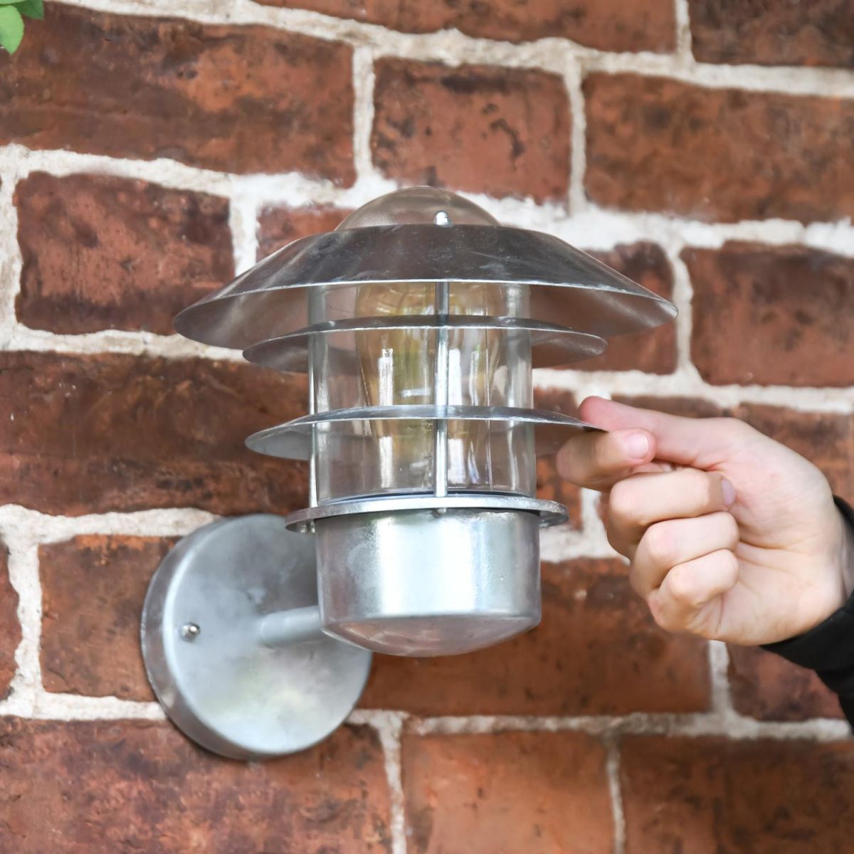 Scale Shot of Galvanised Steel Nautical Outdoor Wall Light 