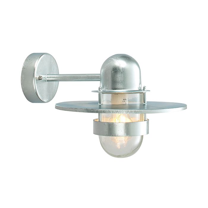 Galvanised Straight Bracket Top Fix Wall Light 