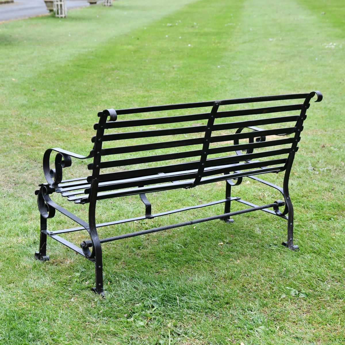 Black Two Seater Park Bench Rear View