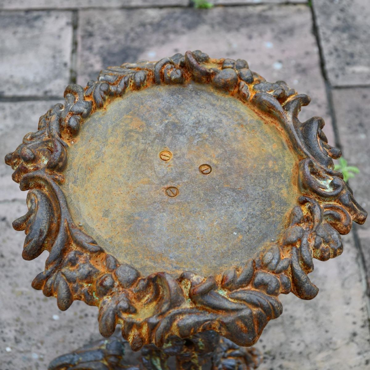 Close up of Rustic Cast Iron Table Top