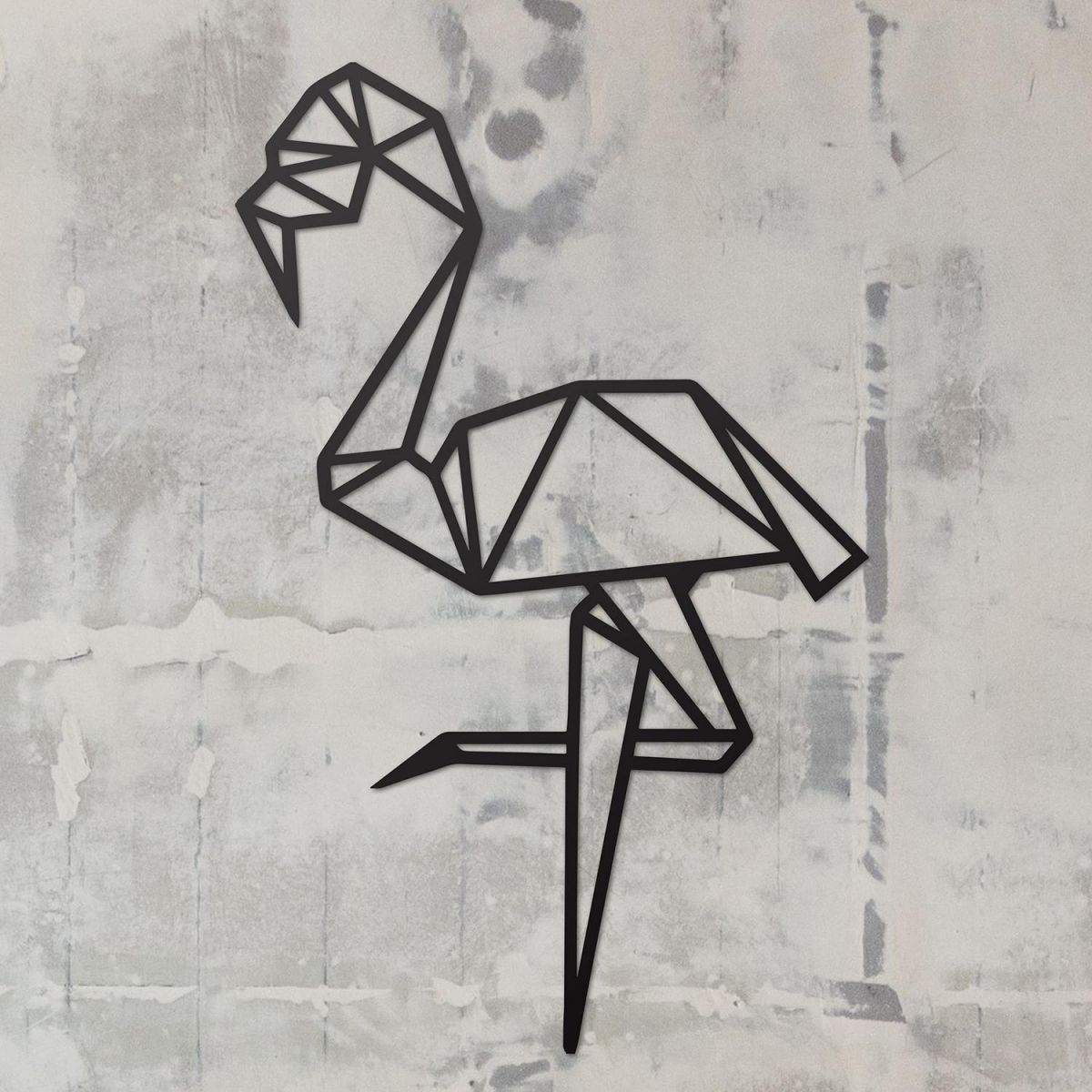 Geometric Flamingo Wall Art on a Rustic Grey Wall