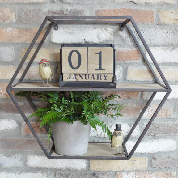 Geometric Iron & Wood Shelf in Situ
