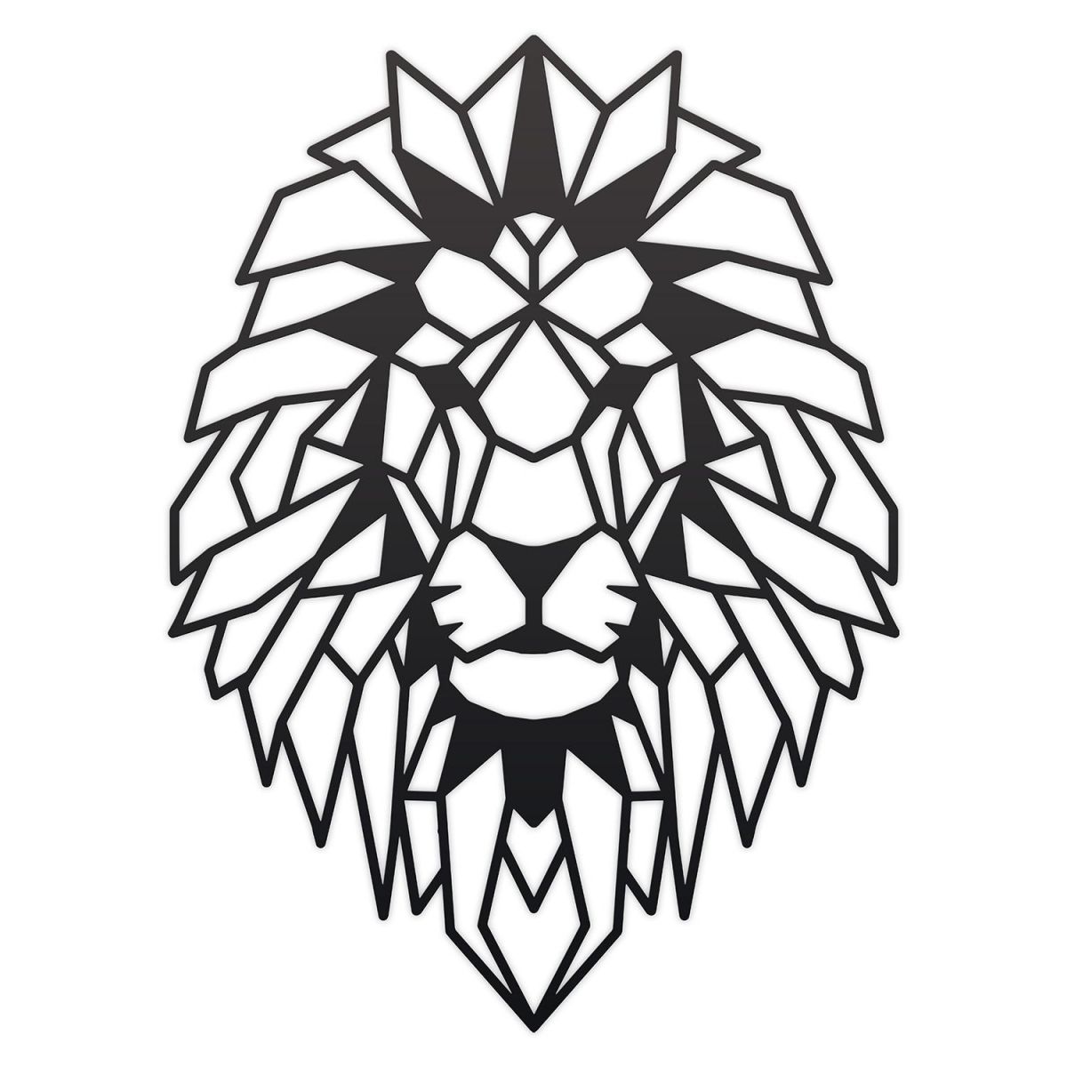 Geometric Lion Steel Wall Art in a Black Finish
