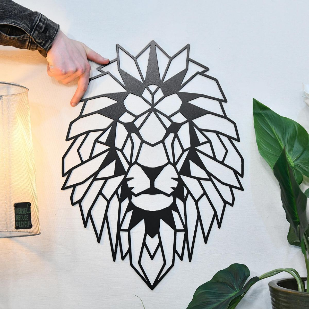 Geometric Lion Steel Wall Art to Scale
