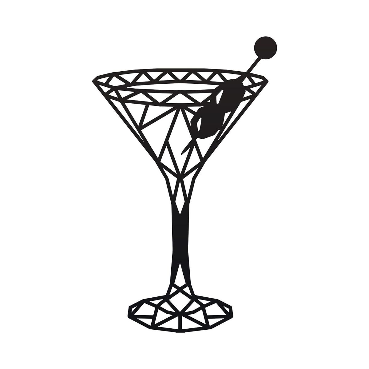 Geometric Steel Martini Glass Wall Art in Black 