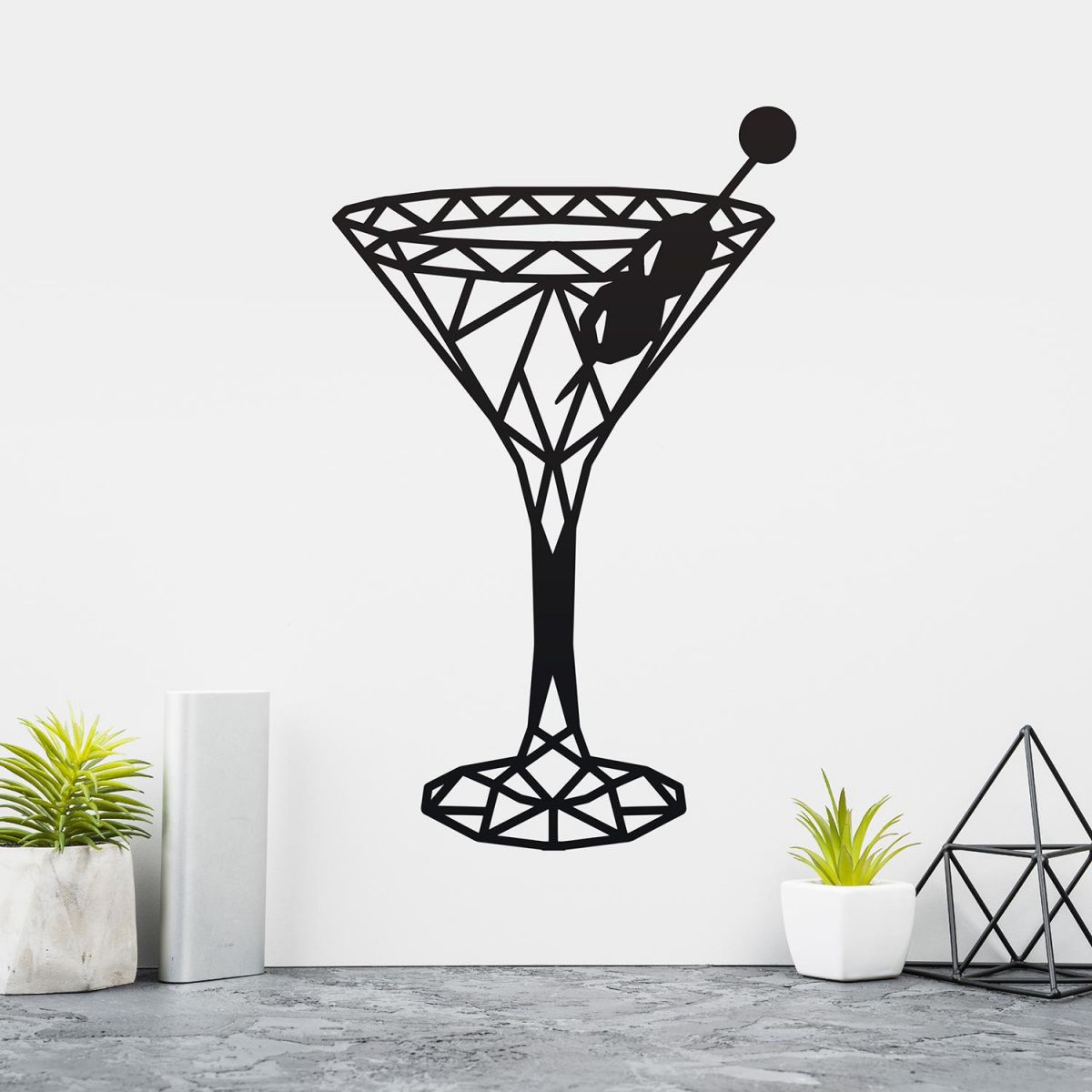 Geometric Steel Martini Glass Wall Art in the Home