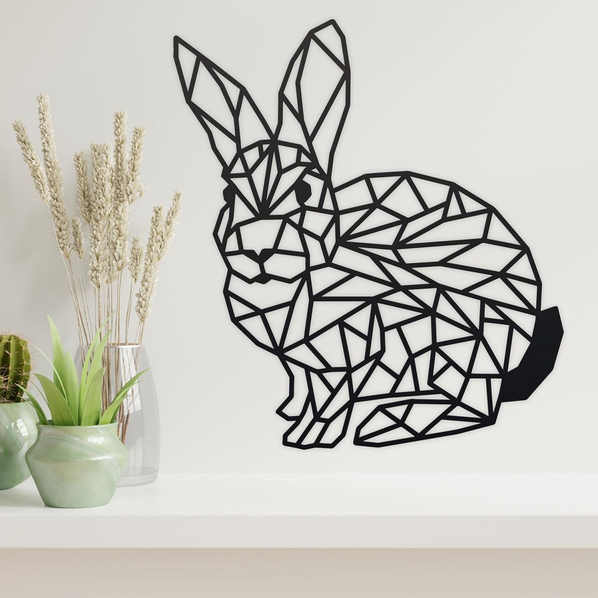 Geometric Rabbit Wall Art in Situ in a Modern Home