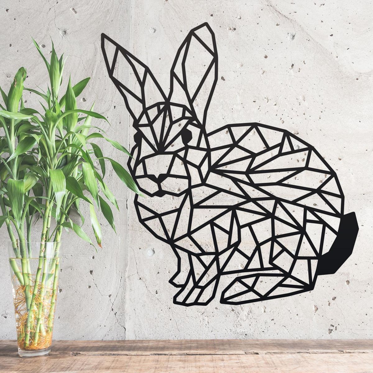 Geometric Rabbit Wall Art in a Black Finish