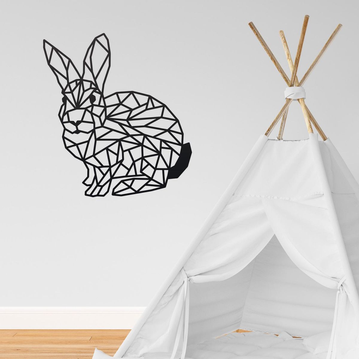 Geometric Rabbit Wall Art in a Child"s Playroom
