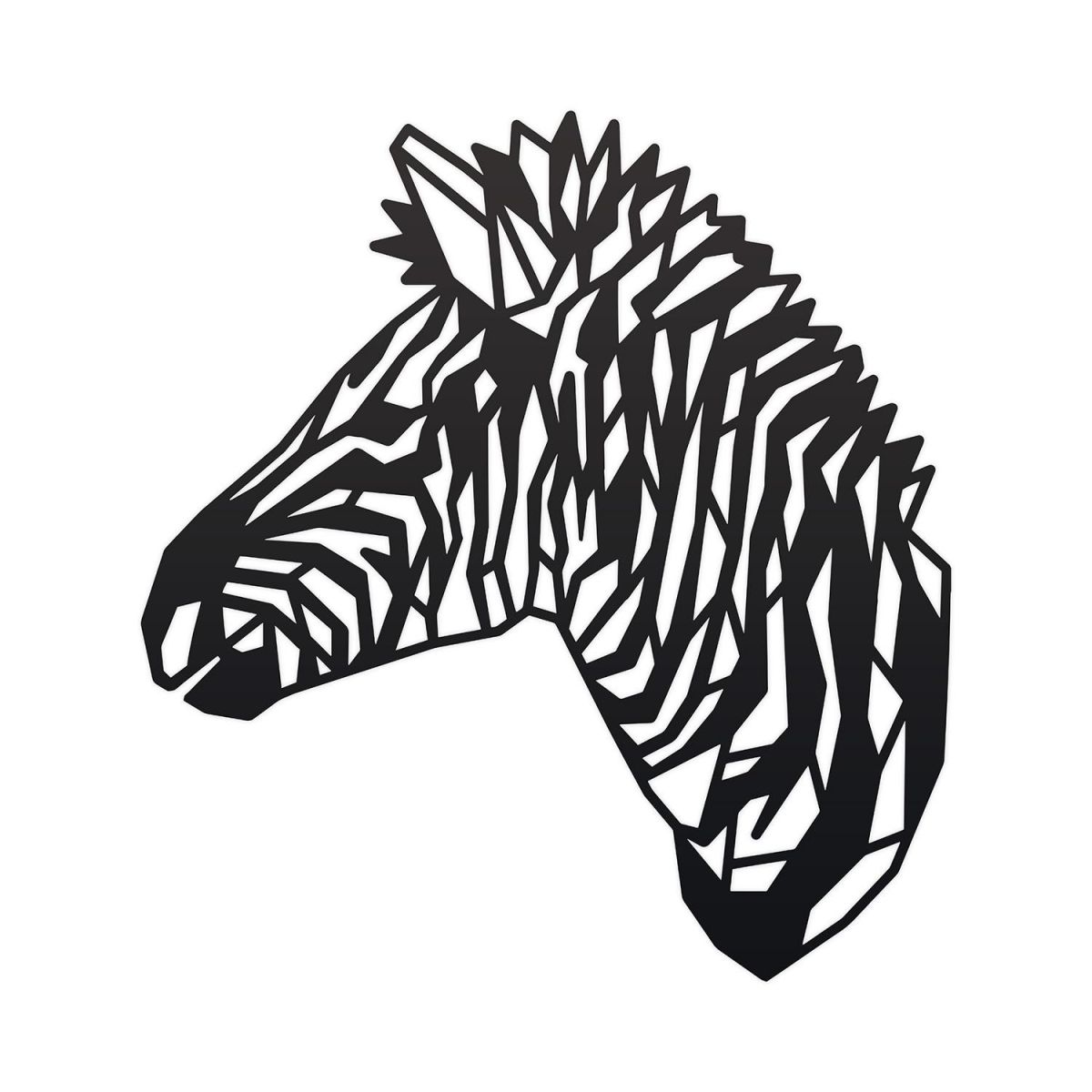 Geometric Zebra Head Wall Art in a Black Finish