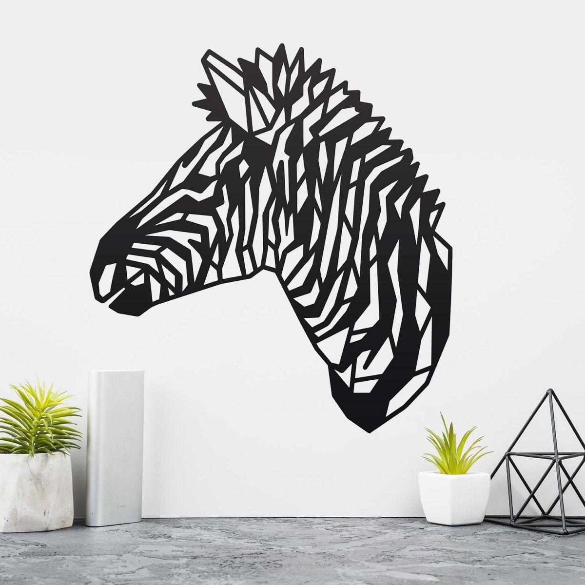 Geometric Zebra Head Wall Art in Situ