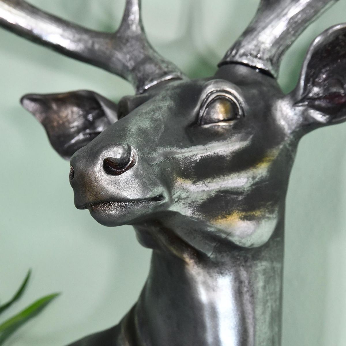 Close-up of the Face of the "Glenbrook" Silver Stag Bust 