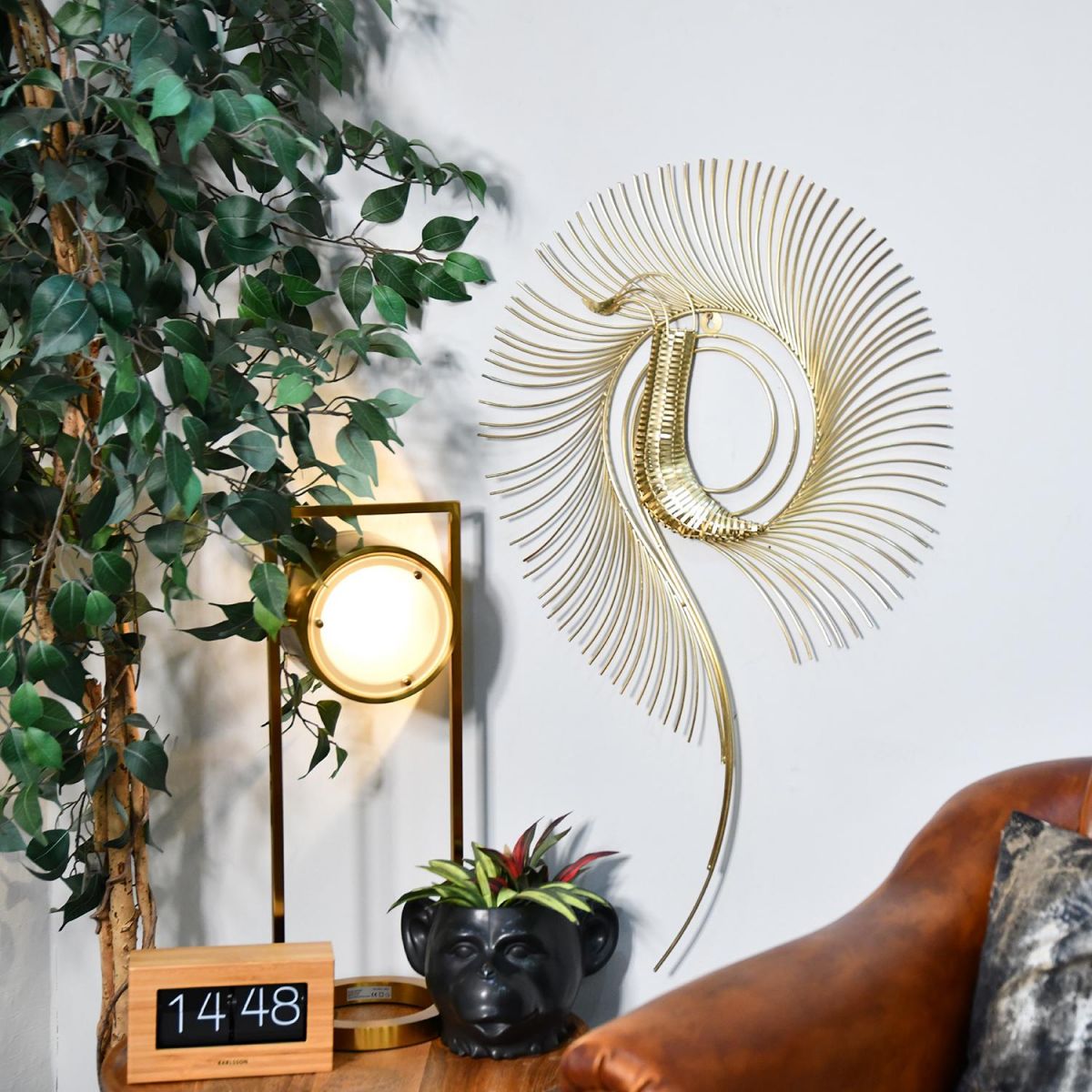Gold Spiral Wall Art in Situ in a Modern Sitting Room