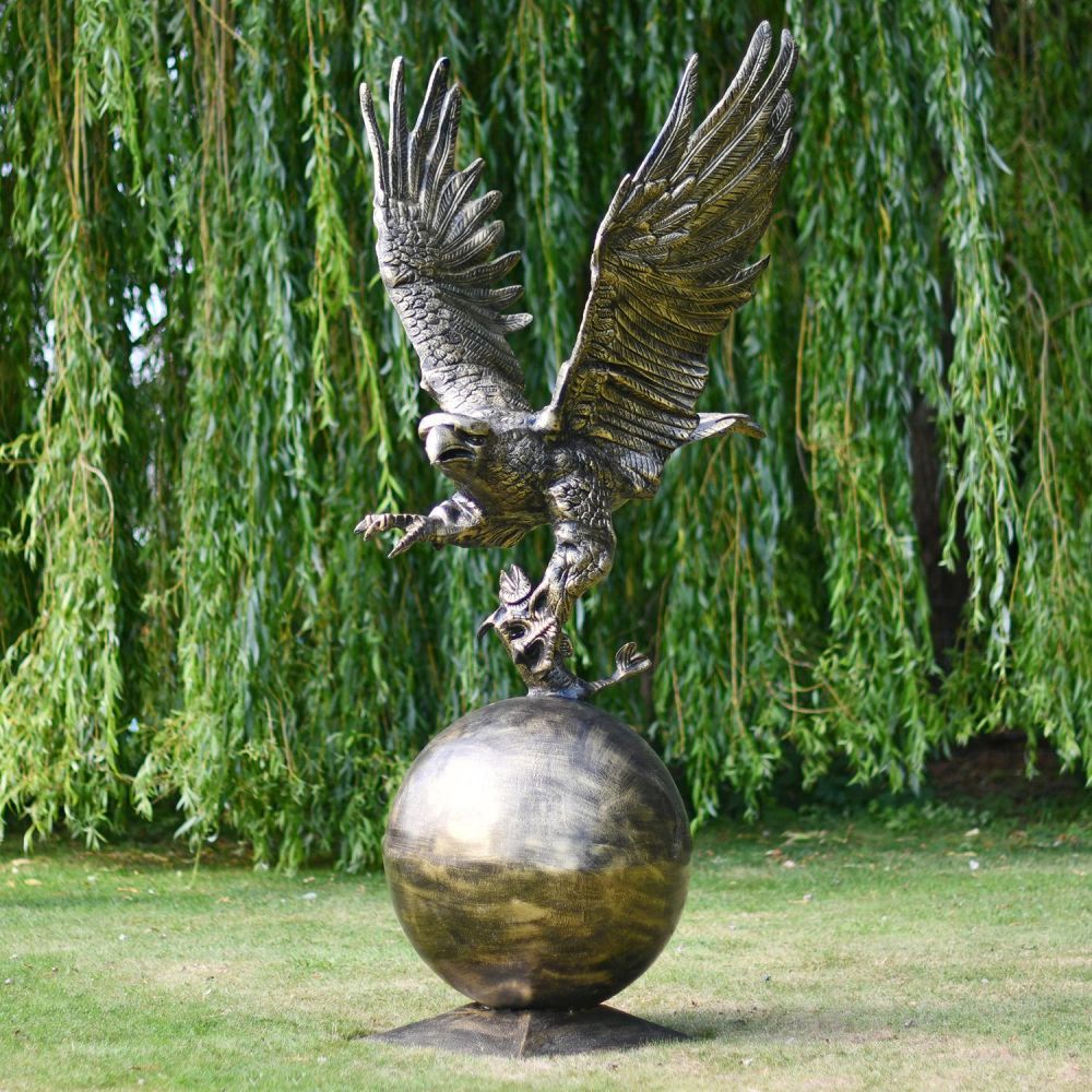 Golden Eagle Catching Fish Garden Ornament
