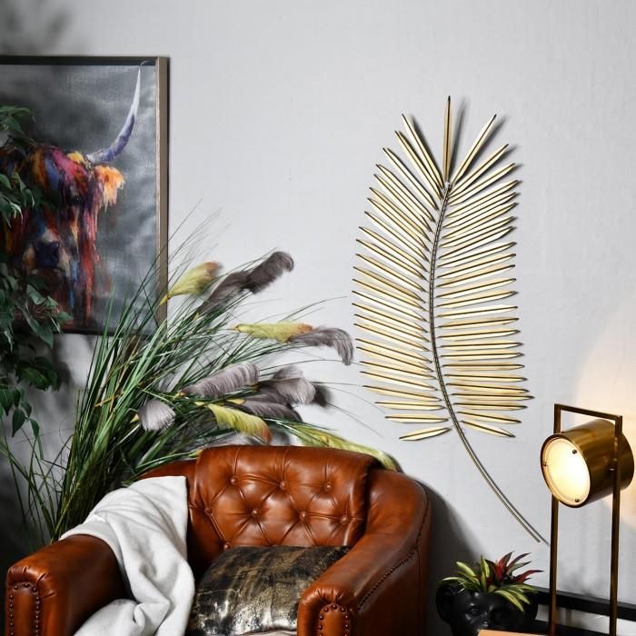 Golden Palm Leaf Wall Art in Situ in the Sitting Room